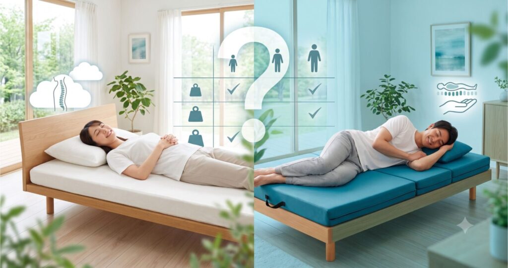 【体重×寝姿勢】あなたに合うのはどっち？相性マトリクス