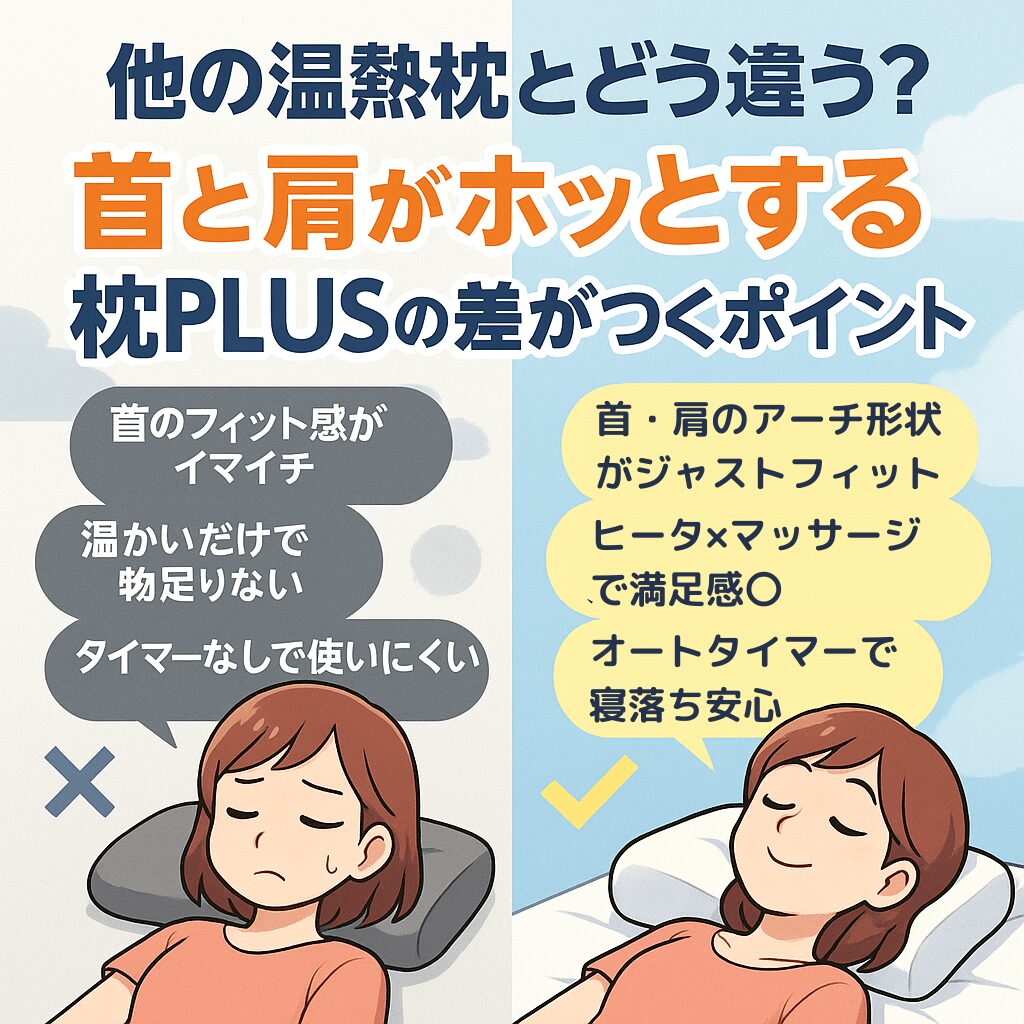 他の温熱枕と比べてどう違う?首と肩がホッとする枕PLUS 口コミ評判で差がつくポイント