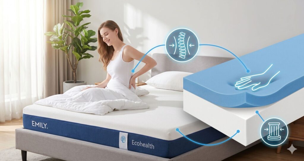 なぜエムリリー エコヘルス マットレスの口コミで「腰痛改善」の声が多いのか?2層構造の秘密