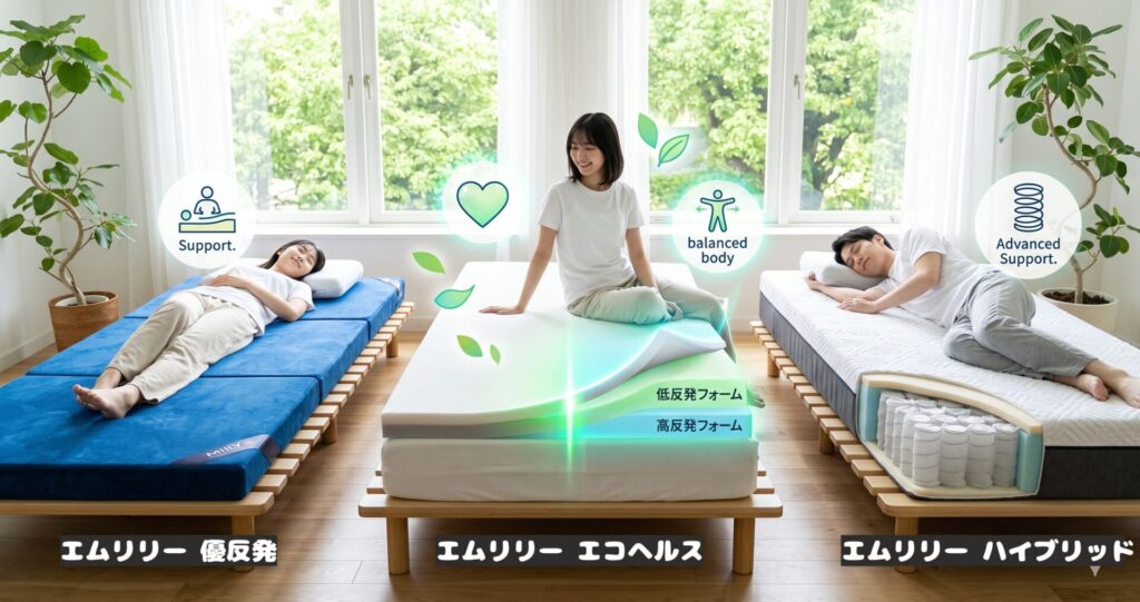 エコヘルスvs同シリーズ|優反発・ハイブリッドとの違いを徹底比較