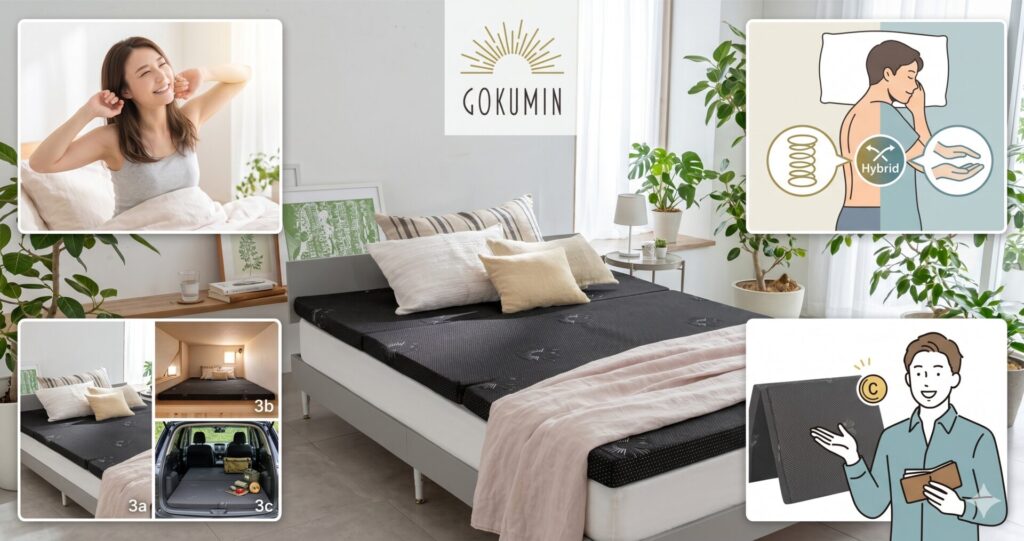 GOKUMIN プレミアムハイブリッドマットレスは腰痛に本当に効くのか？【Amazon・楽天口コミ500件以上分析】劇的に合う4タイプ