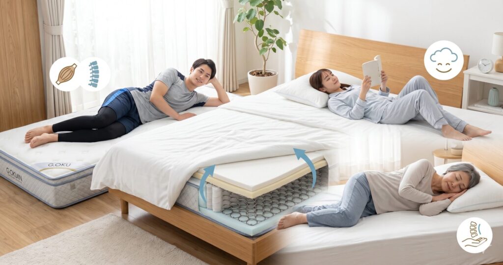 GOKUMIN リバーシブル高密度スプリングマットレスはどんな人に向いている？3タイプ別おすすめ度
