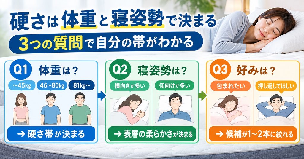 硬さは体重と寝姿勢で決まる|3つの質問で自分の帯がわかる