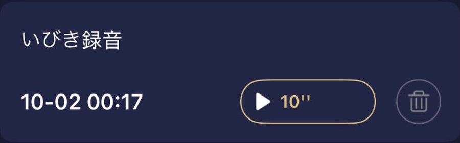 シレアのアプリに残ったいびきの録音(約10秒)